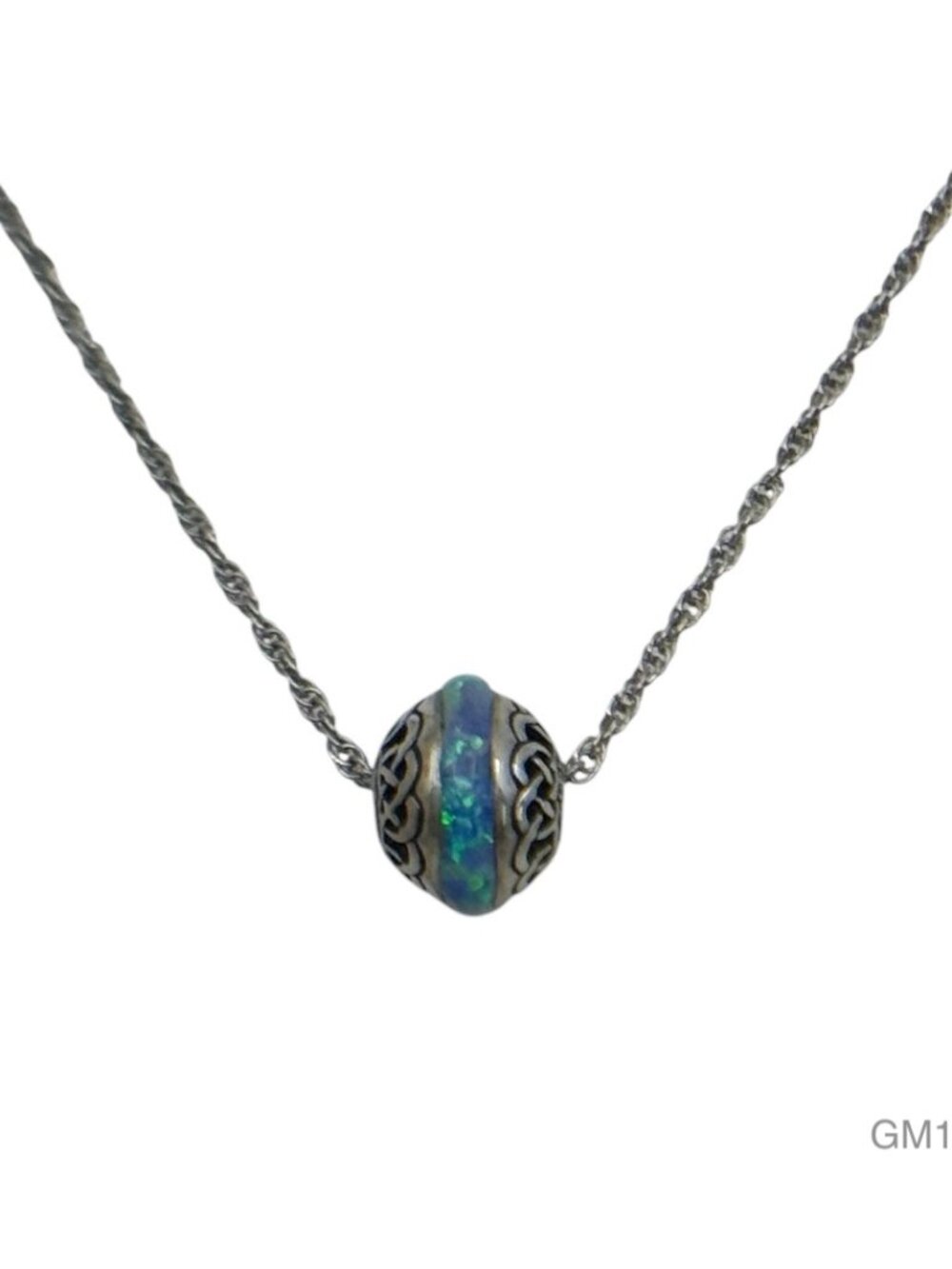 sterling silver Celtic opal bead pendant - GM1210